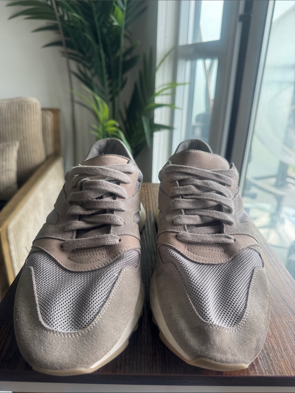 Fear of God Men's Taupe Mesh & Suede Sneaker